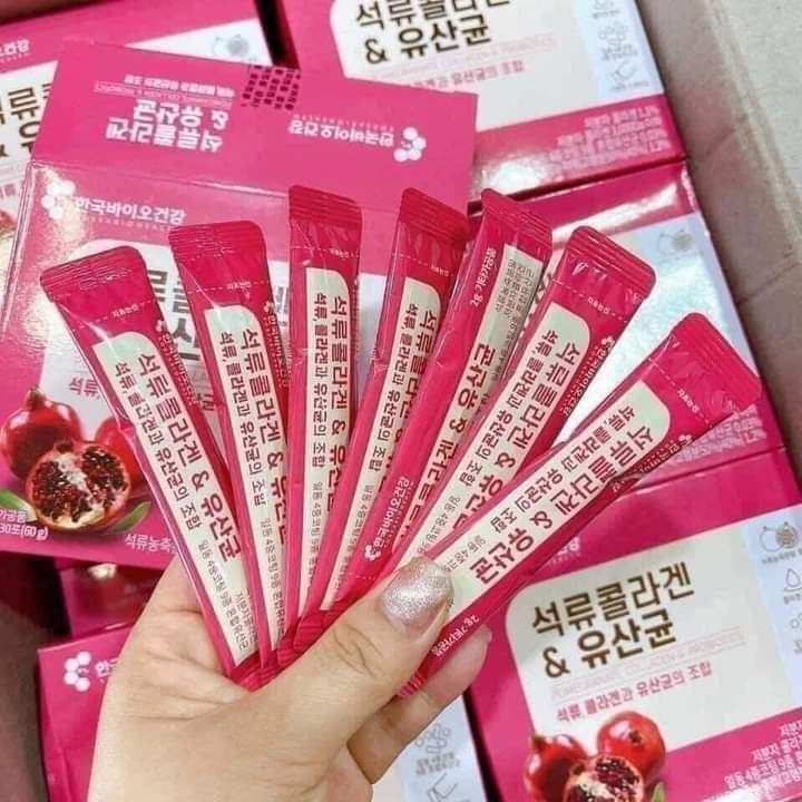 Collagen Lựu Đỏ Hàn Quốc 30 gói giúp làm đẹp da, mờ nám, thải độc gan,hiệu quả nhanh- Collagen Bột Lựu Hàn