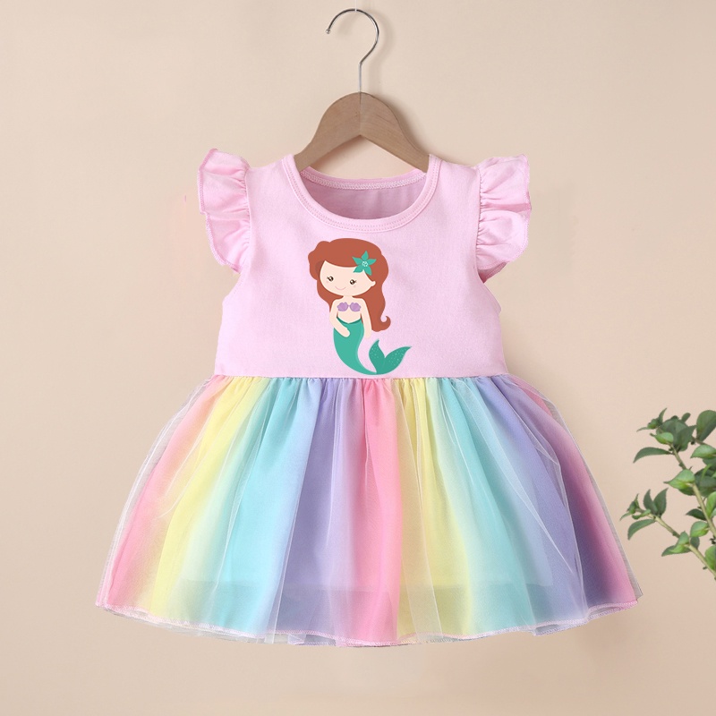 Đầm Công Chúa Tiên Cá Dễ Thương Cho Bé Gái 1-4 Tuổi