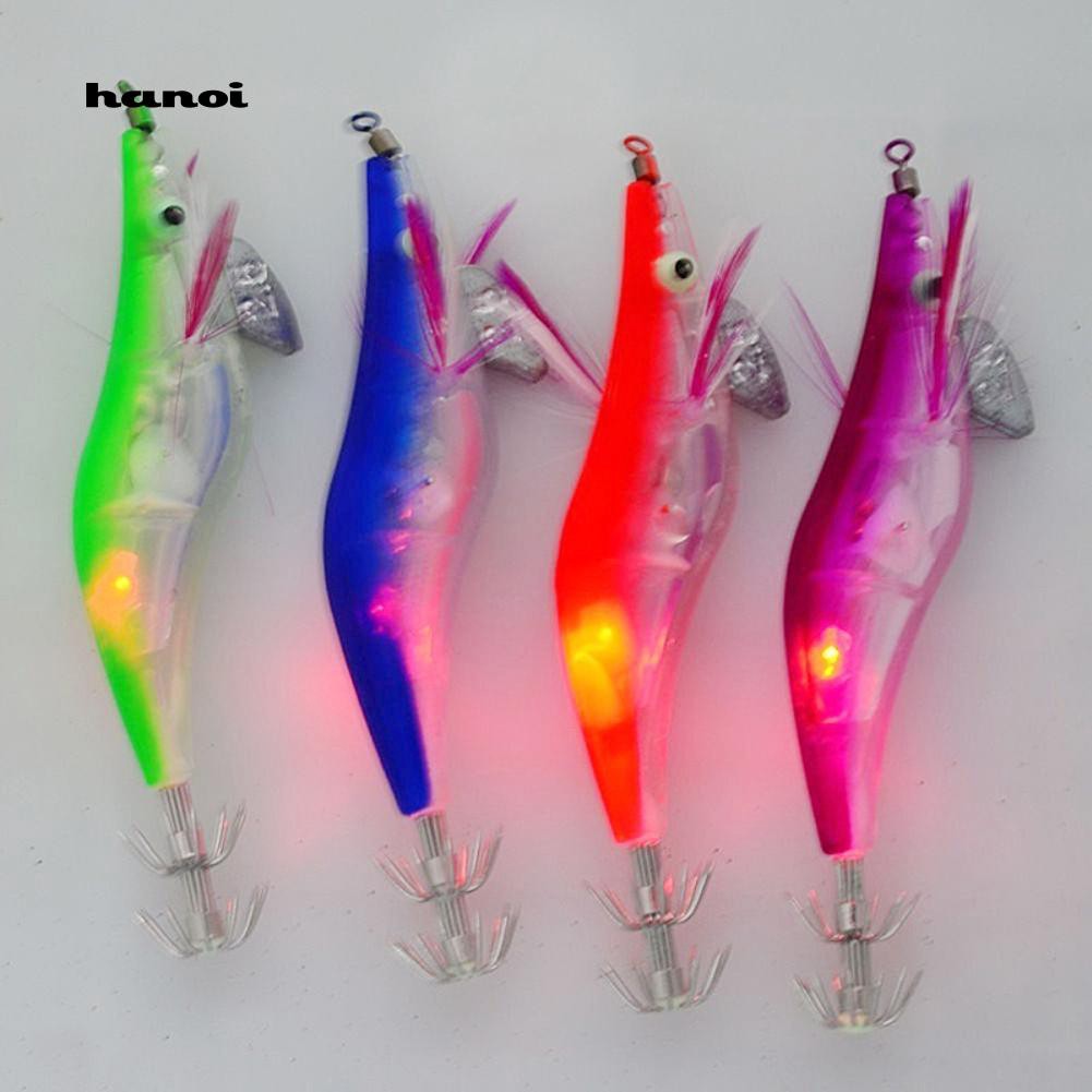 Set 6 mồi câu cá giả hình con tôm gắn đèn led phát sáng