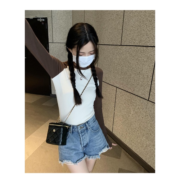 NZN Áo Thun Dài Tay Thiết Kế Mỏng Màu Sắc Nổi Bật Thời Trang Mùa Thu Dành Cho Nữ