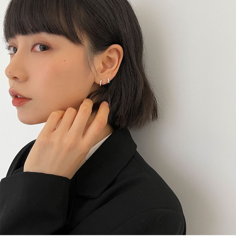 Hoa tai nơ nhỏ Hoa tai kim cương thời trang cao cấp hàn quốc