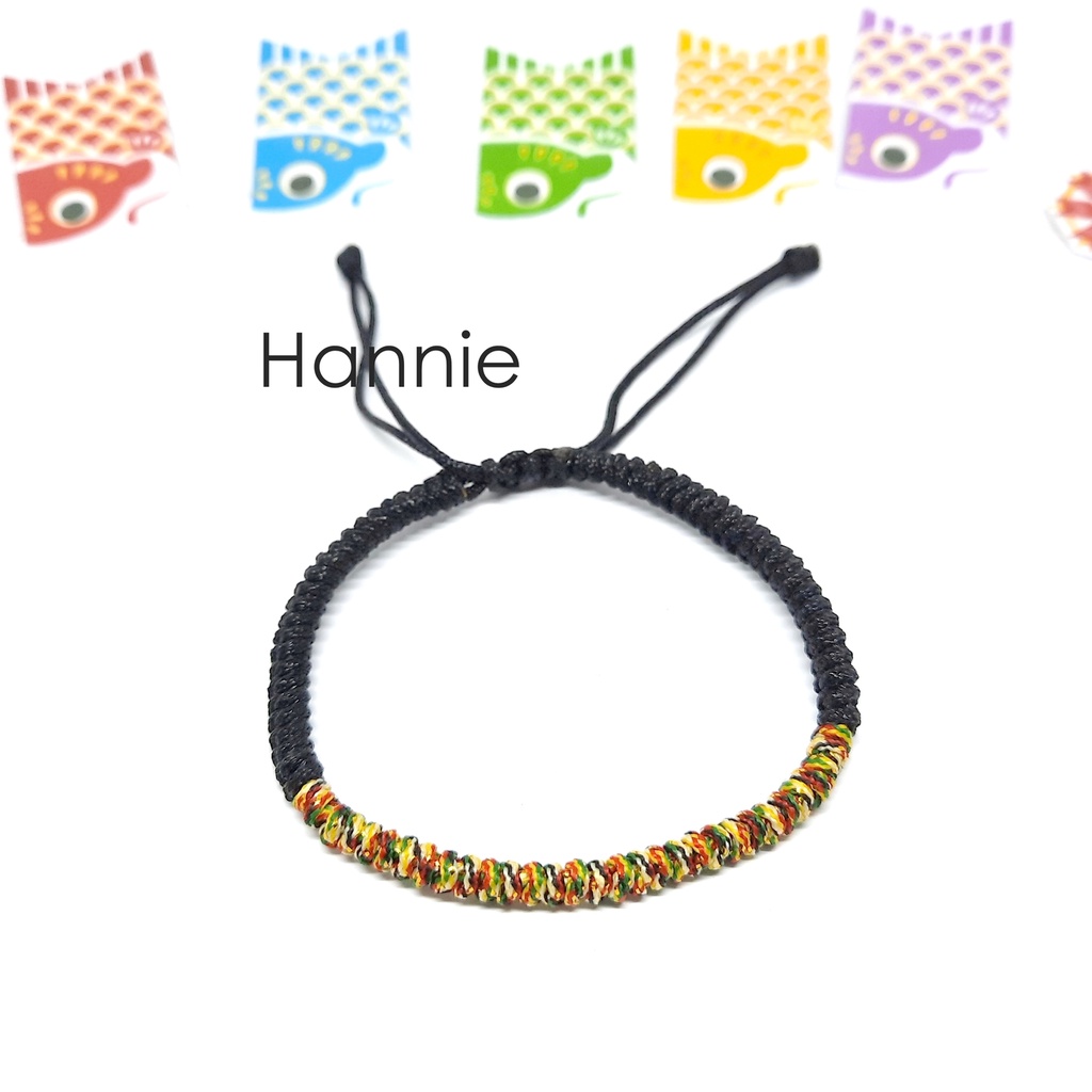 Vòng tay chỉ đỏ/đen/đỏ/vàng/xanh dương/trắng ngũ sắc kim tuyến 1mm dây rút may mắn bình an đeo tay nữ handmade đơn giản