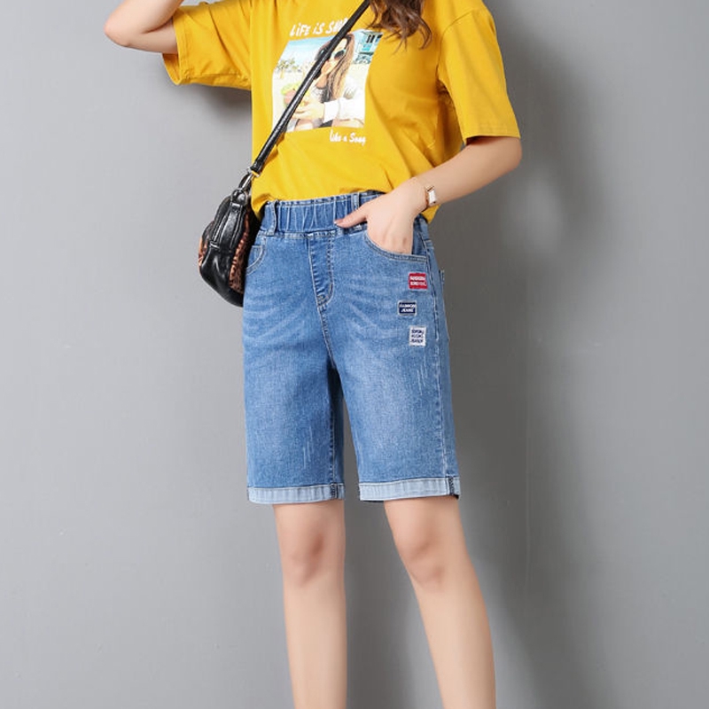 Quần Short Jean Lưng Thun Dây Rút Thời Trang Cho Nữ