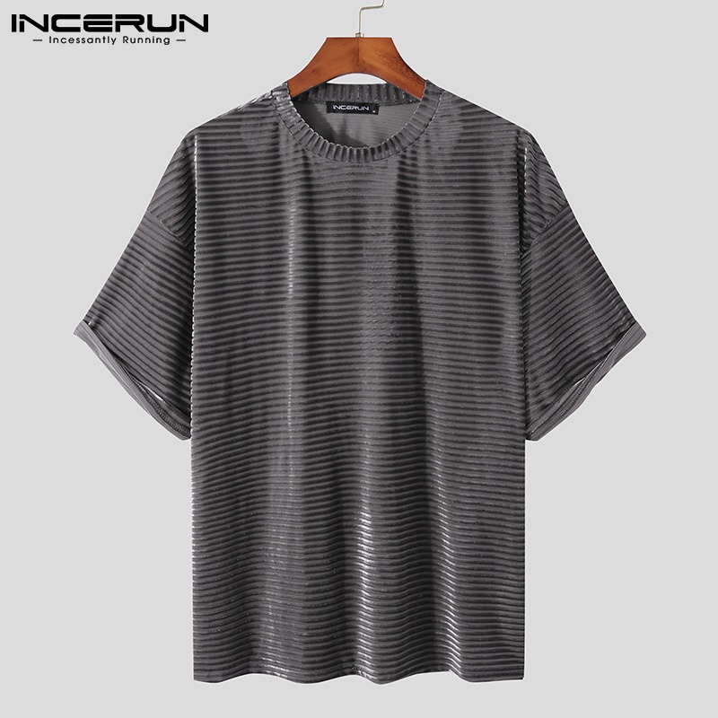 Áo thun Incerun tay ngắn cổ tròn 3 màu tùy chọn đơn giản thời trang dành cho nam