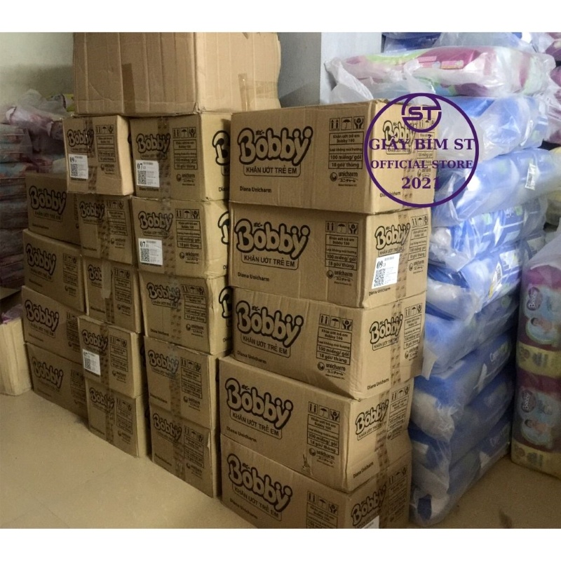 Khăn ướt, giấy ướt Bobby nắp nhựa 100 tờ/gói cao cấp, có hương/không mùi