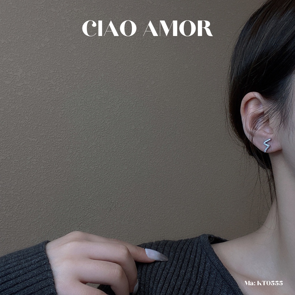 Khuyên tai nữ, Bông tai nụ nữ bạc 925 chữ Z chéo Trang sức Ciao Amor - KT0555