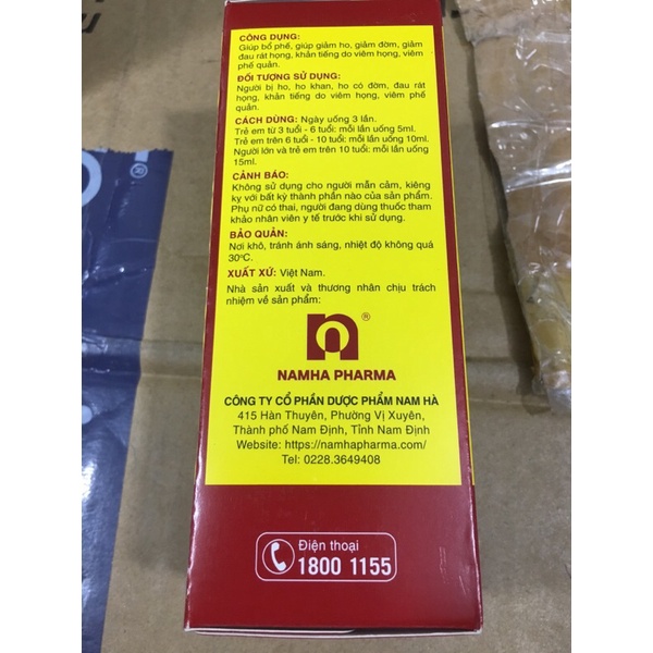 Siro bổ phế chỉ khái lộ nam hà