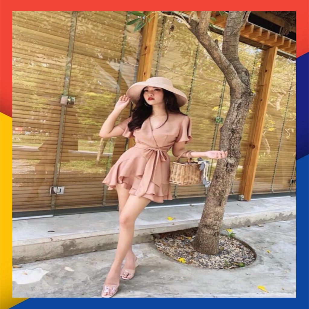 Jum cổ V cột nơ bèo chéo- hình thật