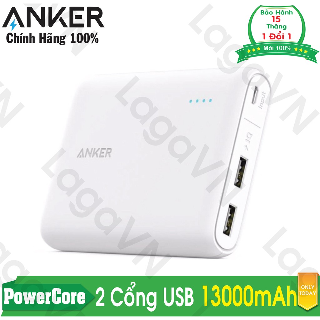 [Freeship toàn quốc từ 50k] Pin sạc dự phòng ANKER PowerCore 13000mAh (Trắng)