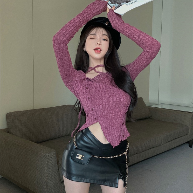 Áo Sweater Dệt Kim Tay Dài Dáng Ôm Thời Trang Mùa Thu Cho Phái Nữ