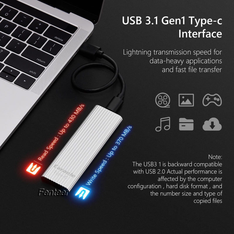 Ổ Cứng Ssd 1tb Sang 430mb / S Usb 3.1 Gen-1 Usb-C Kích Thước C 10.7x3.2cm / 4.2x1.26 Inch