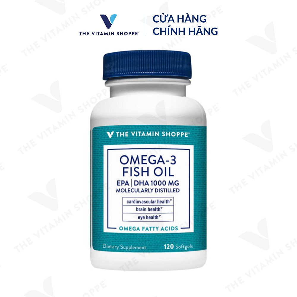 Viên uống dầu cá Omega 3 Fish Oil The Vitamin Shoppe giúp bổ não sáng mắt tăng cường sức khỏe tim mạch