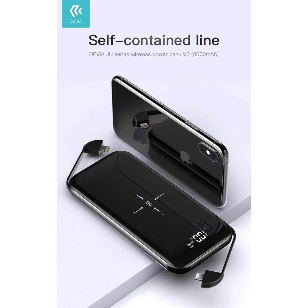 Pin dự phòng Devia JU V3  wireless 8000mAh - Hàng chính hãng