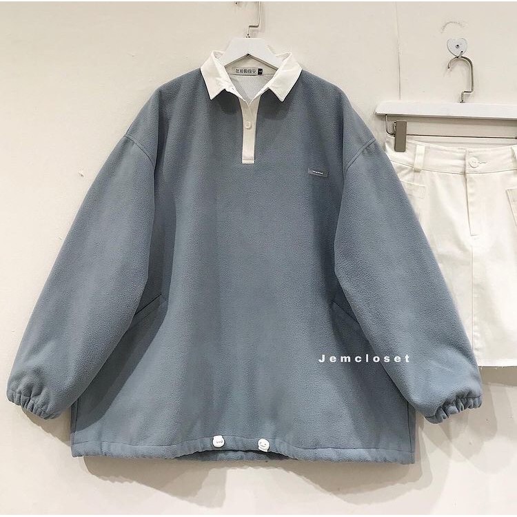 Áo Sweater Nữ Cổ Bẻ JEMCLOSET Mod Form Dáng Rộng Tay Lỡ Ulzzang Phong Cách Hàn Quốc - 1963