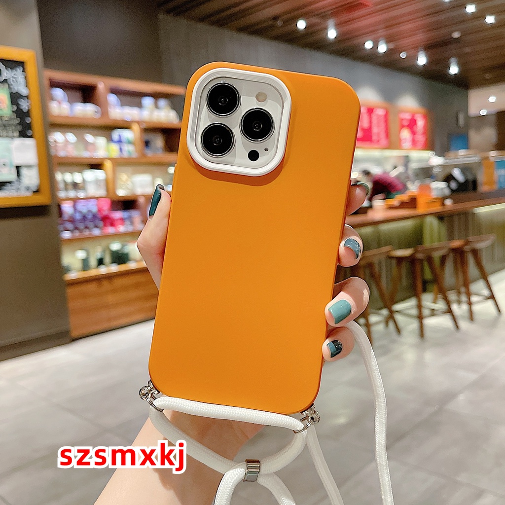 Ốp Điện Thoại Silicone Lỏng Ba Trong Một + Dây Đeo Cho Iphone 11 12 13 14Pro Max XR X XS 7 8 Plus
