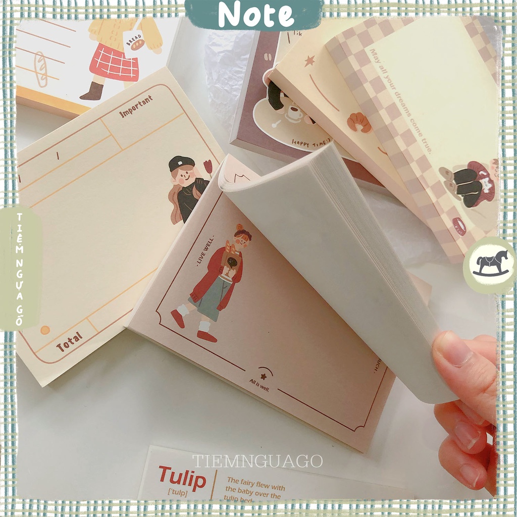 Tập 80 Note B7 Caramel Melody Giấy Note Ghi Chú Cute Dễ Thương Trang Trí Bullet Journal - Tiệm Ngựa Gỗ