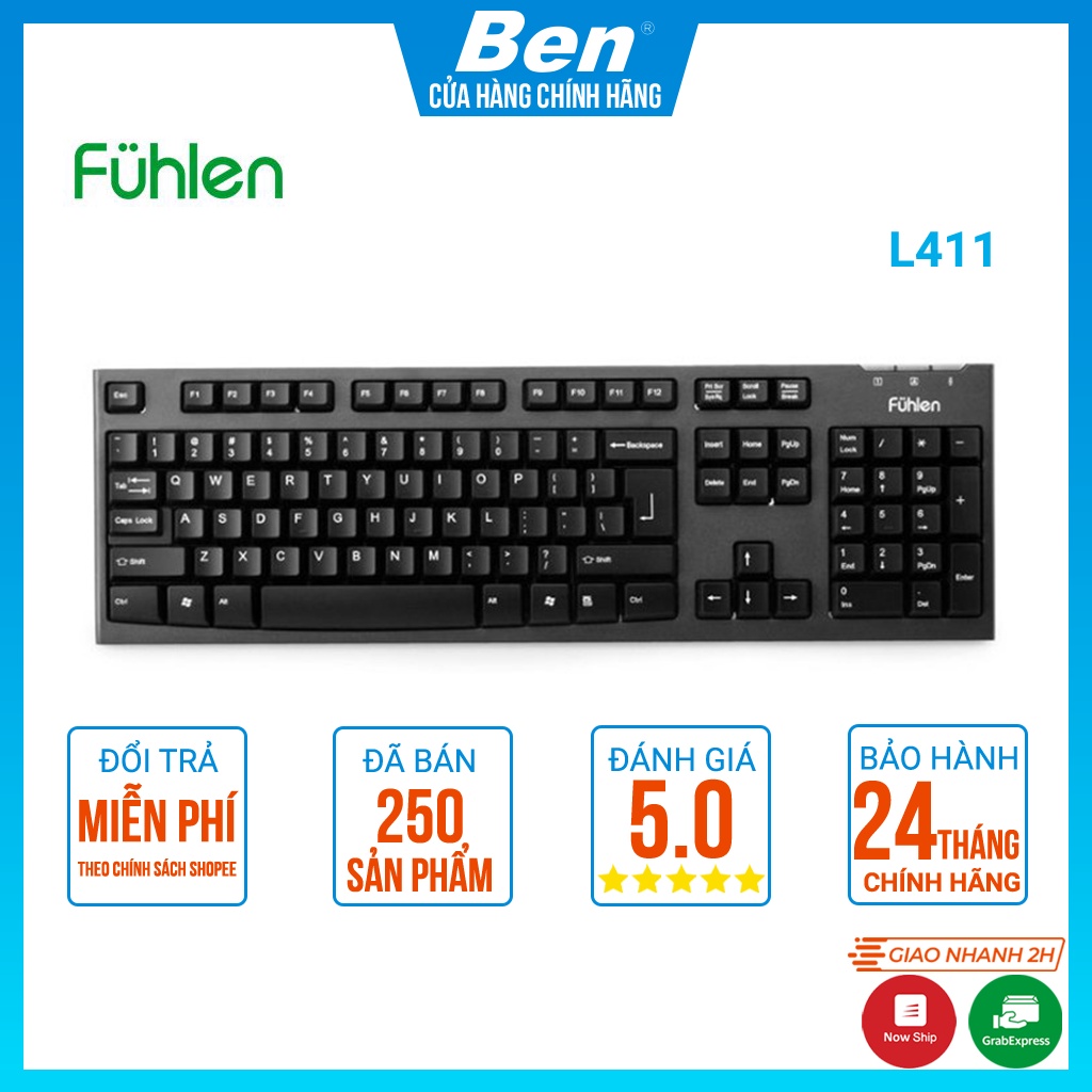 Bàn phím Fuhlen L411 chính hãng cho máy tính tem phân phối Ninza BH 24 tháng