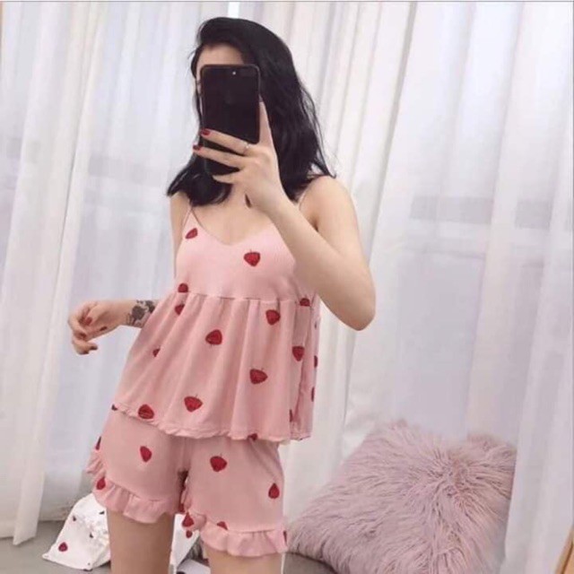 🍓 Bộ Đồ Ngủ 2 Dây Trái Dâu Tây Có Đệm Mỏng Siêu Cute 🍓-Z22-C9T2 | BigBuy360 - bigbuy360.vn