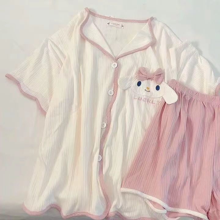 Bộ Đồ Ngủ Ngắn Tay Họa Tiết Hoạt Hình Xinh Xắn Theo Phong Cách Mùa Hè Nhật Bản Dành Cho Nữ