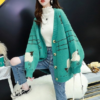 Áo Len Dài Tay Cardigan Nữ Rời Ngoài Mặc Phiên Bản Hàn Quốc Phong Cách Lười Rất Cổ Tích Dệt Kim Mùa Xuân 2020 Dài Tay Dệt Kim Áo Khoác Ngoài