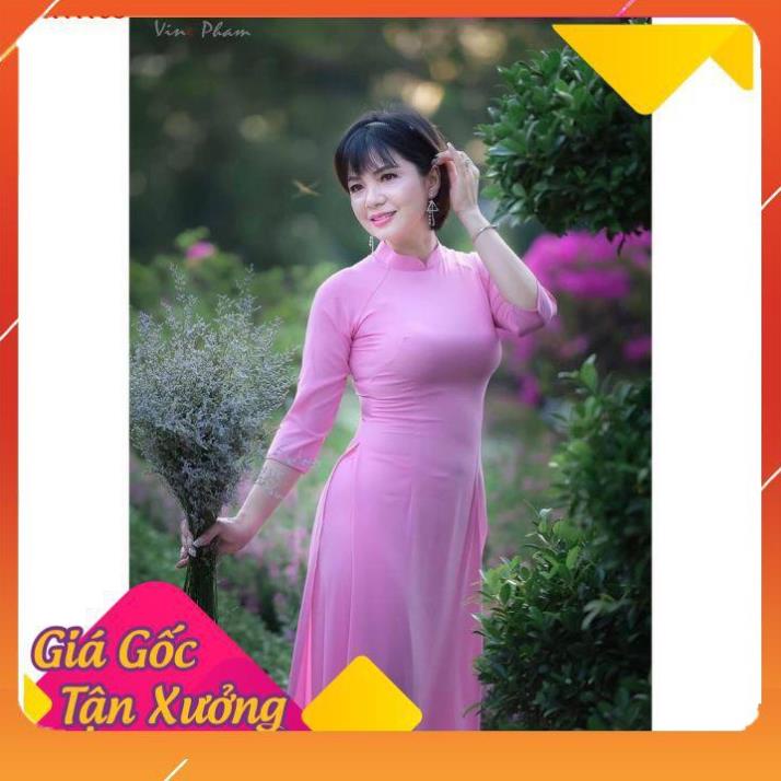 [FRISHIP]Aó dài đẹp giá rẻ _áo dài truyền trống _áo dài chất lụa nhật trơn _ áo dài màu hồng dâu