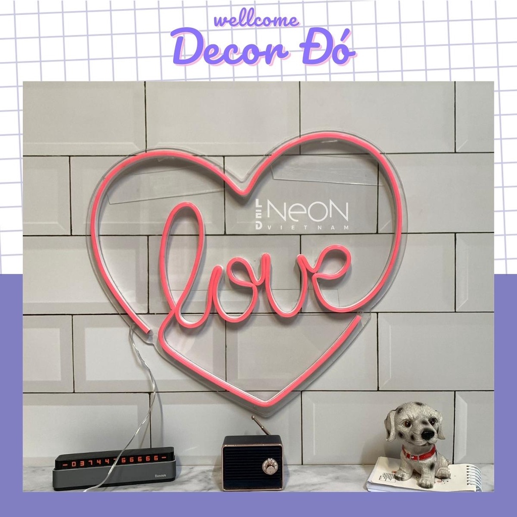 Đèn NeonSign | Trái Tim Love | Kích Thước 30x27cm | Quà Tặng Trang Trí Cực Chất , Siêu Sáng & Tiết Kiệm Điện Với Led 12v