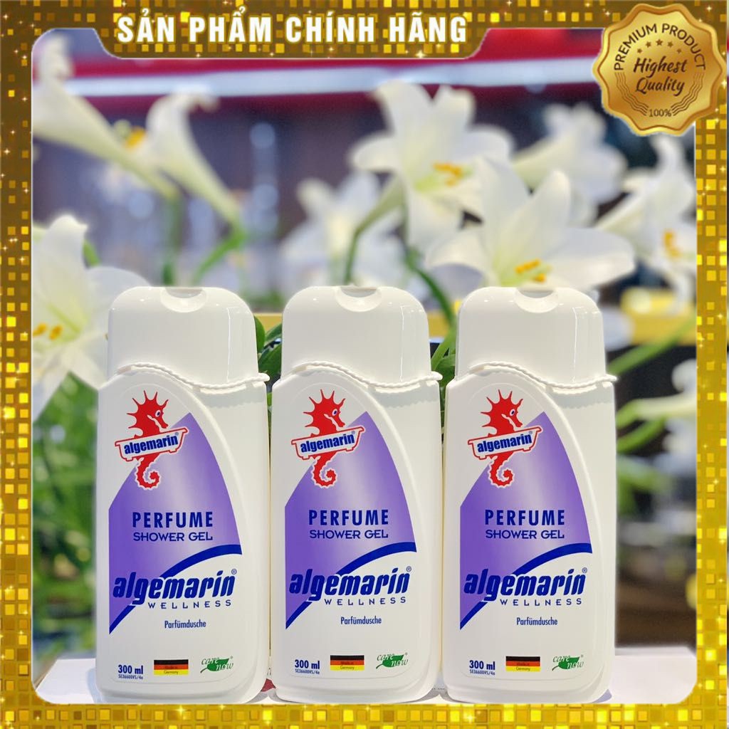 Sữa tắm cá ngựa Algemarin Perfum chai vuông 300ml, mẫu mới hương thơm quý phái
