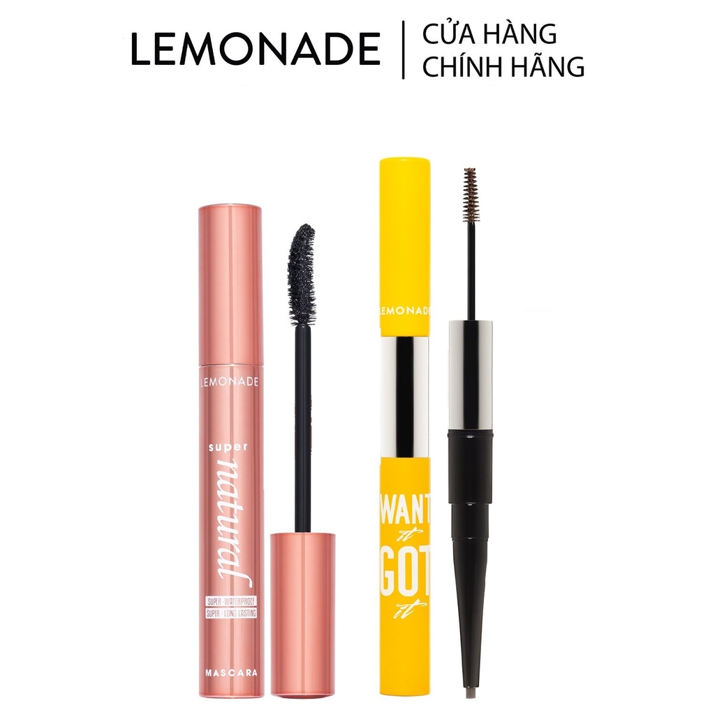 Combo Lemonade Mascara SuperNatural 7.5g và chì kẻ mày 2 đầu Want It Got It 2.75g