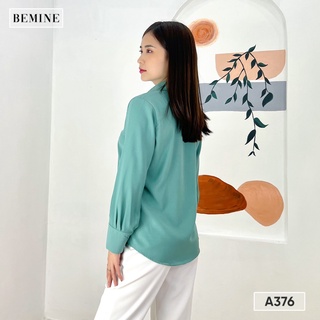 Áo sơ mi basic xếp ly cổ tay BEMINE A376XANH