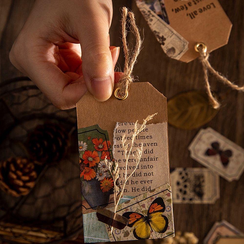 AUGUSTINA Set 30 Giấy Dán Ghi Chú DIY Họa Tiết Hành Lang Năm Mới Phong Cách Vintage Trang Trí Sổ Tay