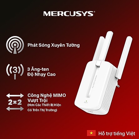 (Chính Hãng) Bộ Kích Sóng Wifi cực mạnh Mercusys 3 râu - MW300RE Tốc Độ 300Mbps - Mới 100% Bảo Hành 2 Năm 1 Đổi 1
