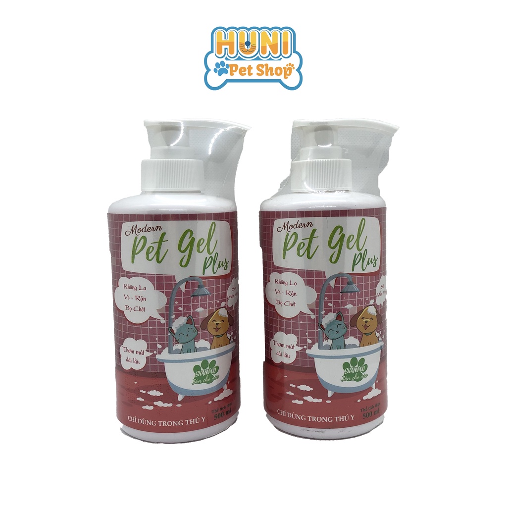 Sữa tắm trị ve chó mèo Pet gel sữa tắm cho chó siêu thơm, mượt lông chai 500ml - Huni Petshop