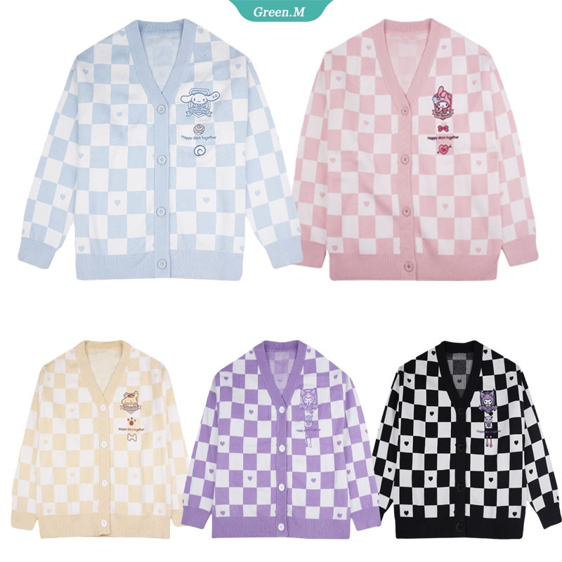 Áo Sweater Dệt Kim Dáng Rộng Họa Tiết Anime Cinnamoroll Kawaii Thời Trang Thu Đông Cho Nữ