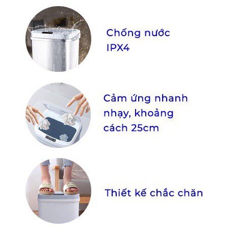Thùng Rác Cảm Ứng Thông Minh Có Nắp Đóng Mở Tự Động Thùng Rác Cao Cấp ( Loại 16L)-Loại Cắm Sạc Hiện Đại