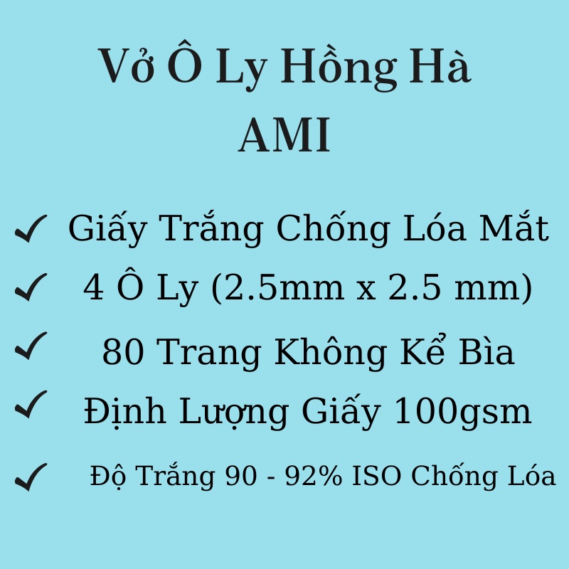 Vở ô ly hồng hà Ami - 80 trang - chống lóa - 1 quyển - 0515 - vở ô ly hồng hà cao cấp cho bé - MIYABI STORE