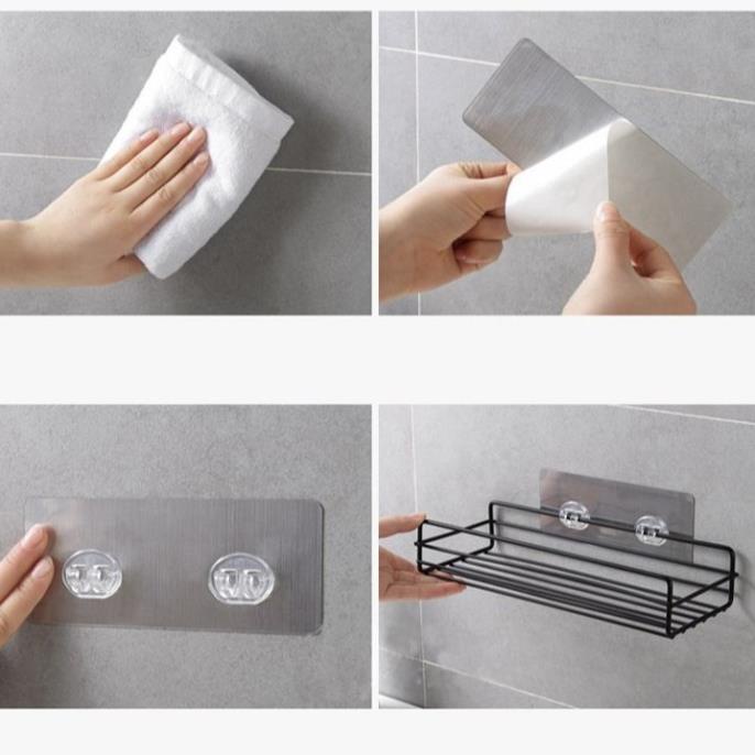 Kệ Sắt Dán Tường Hình Chữ Nhật Đựng Đồ Nhà Tắm Nhà Bếp Sang Trọng Tiện Dụng MS88284