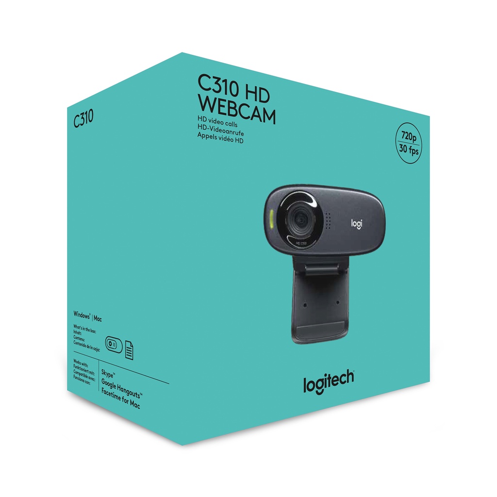 [Mã ELLOGIWL5 giảm 10% đơn 500K] Webcam Logitech C310 720p HD - Góc cam 60o, mic giảm ồn, tự chỉnh sáng, chụp ảnh 5MB