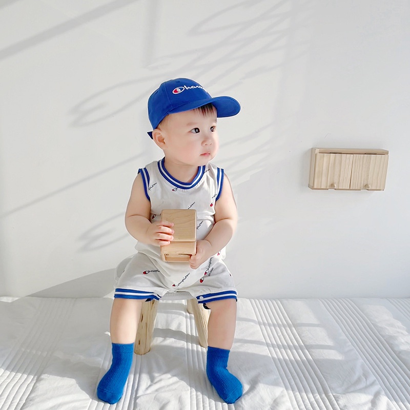 Áo Liền Quần Không Tay Thời Trang Mùa Hè Dành Cho Bé Trai Mới Sinh 0-24 Tháng Tuổi