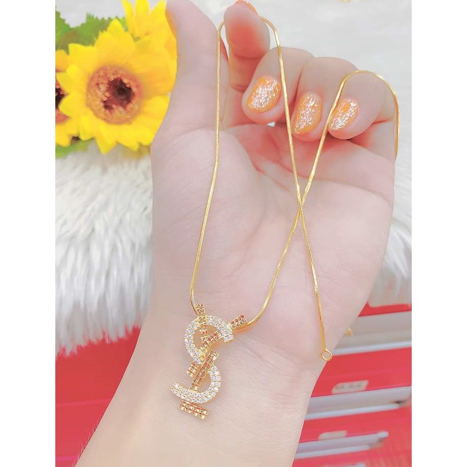 Dây Chuyền Nữ Mạ Vàng 18K Chữ S - Mang đi chơi, đi tiệc rất đẹp - Bao hoàn tiền, đổi trả trong 07 ngày
