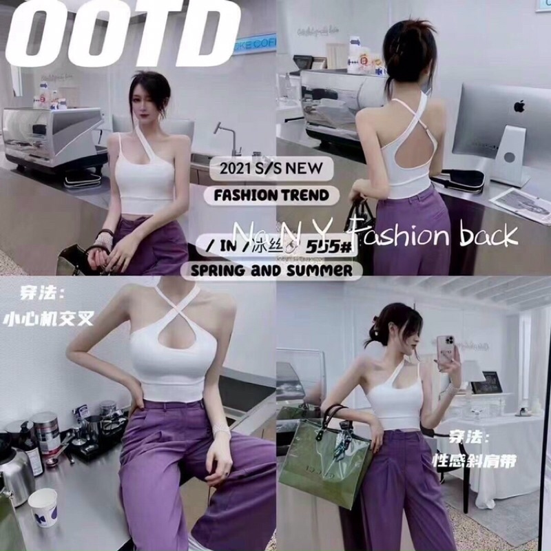 ÁO CROPTOP KIỂU BODY ĐAN DÂY cực chất - ÁO KIỂU NỮ 2021 ôm body sành điệu màu đen trắng nâu xám