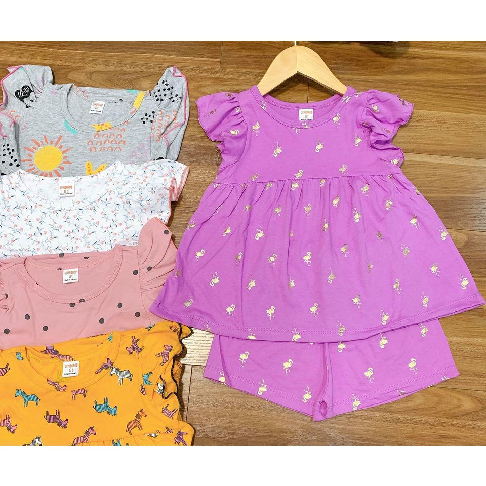 19-32kg Set bộ cotton xuất bé gái size đại dáng babydoll, quần ngắn cực xinh
