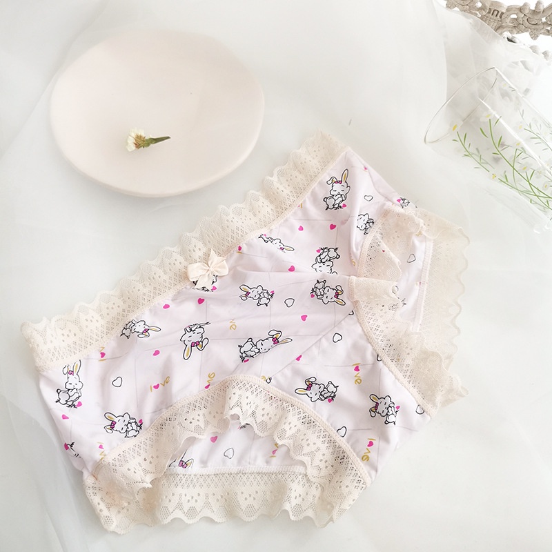 Quần lót nữ Thun Lạnh siêu thoáng mát, viền ren, Quần sịp hoạ tiết dễ thương QL11 [95's House]