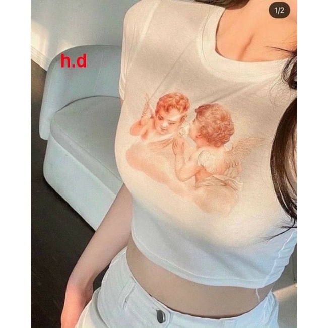 Áo croptop bodip Thiên Thần co giãn 4 chiều♥️ Freesize. Từ 40kg tới 53kg  co giãn tốt tôn dáng giá rẻ