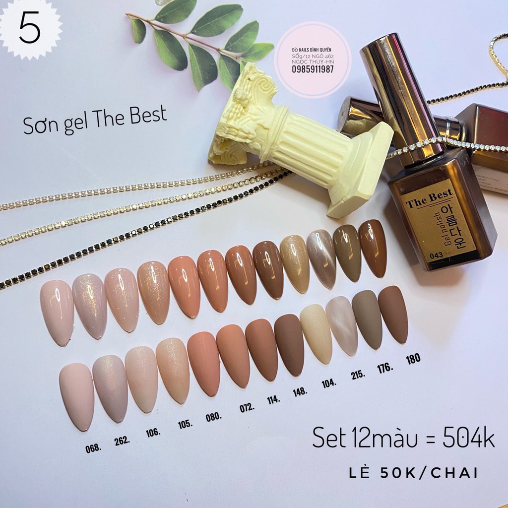 Sơn gel The Best gold bảng 5 tone nude - đồ nails nhật quyên