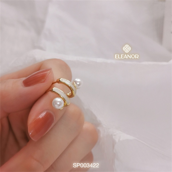 Bông tai nữ ngọc trai nhân tạo Eleanor Accessories viền xoắn đính đá phụ kiện trang sức xinh