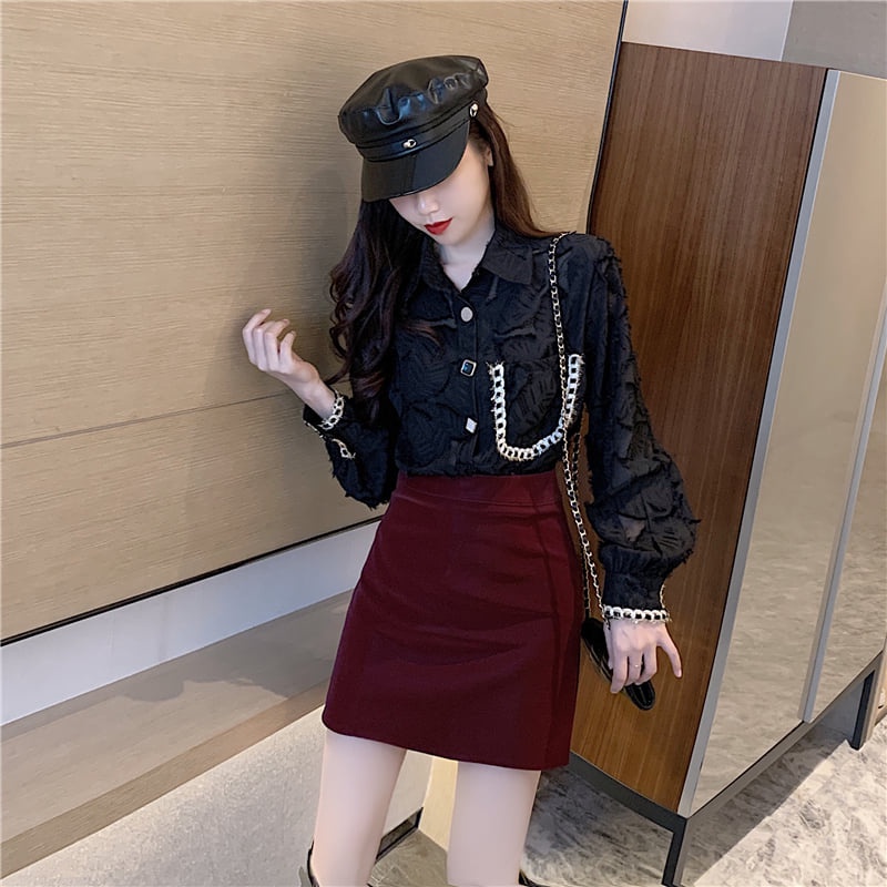 Chân Váy Chữ A Chất Nhung Lì Màu Đỏ GUME