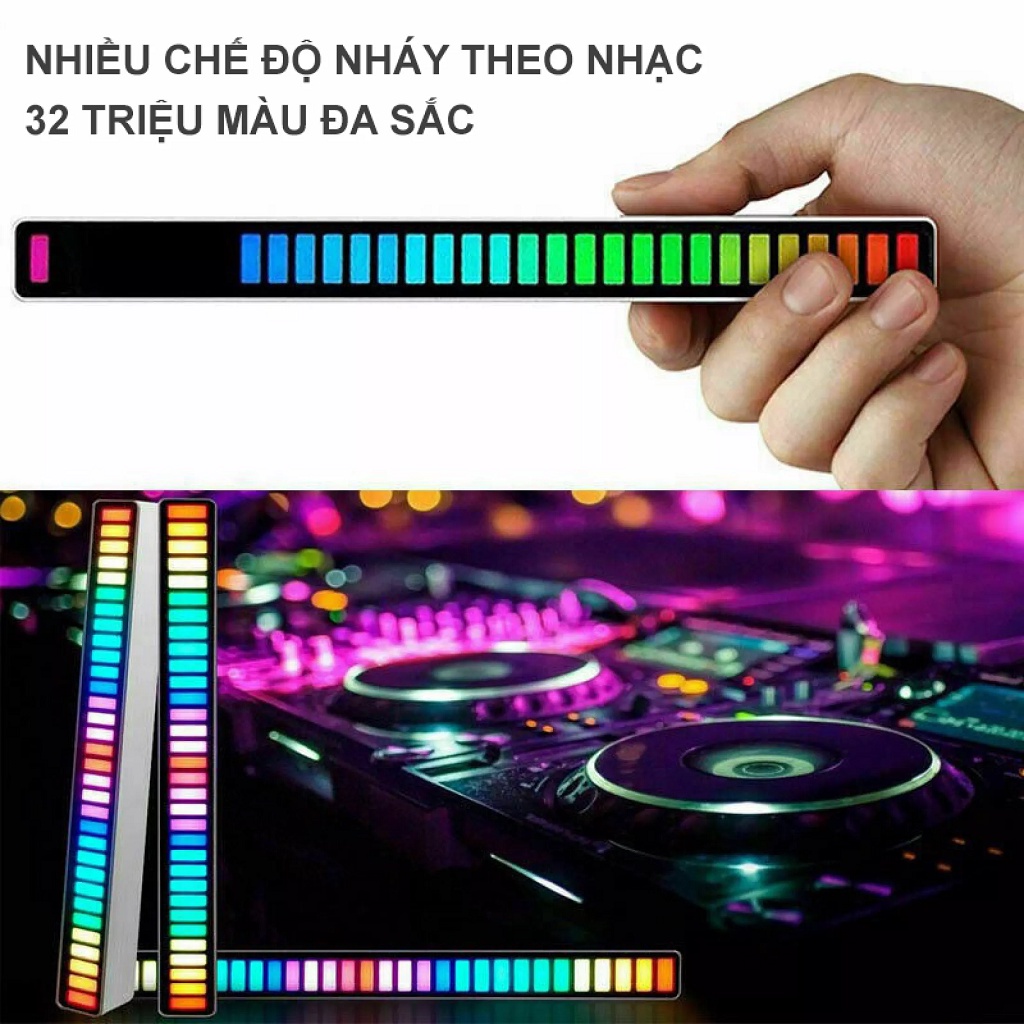 Thanh đèn led nháy theo nhạc, 16 triệu màu 32 bit, cảm ứng siêu nhạy, trang trí phòng game, xe ô tô, giải trí