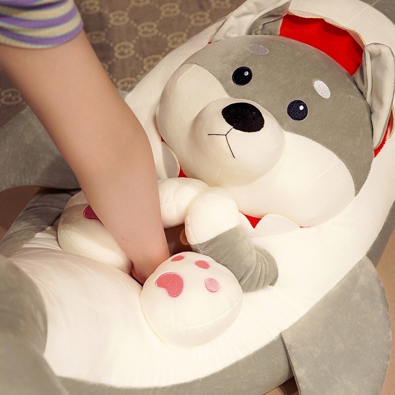 Gấu Bông Cá Mập Mặt Chó Husky, Cá Mập Mặt Gấu Siêu cute, có khoá kéo