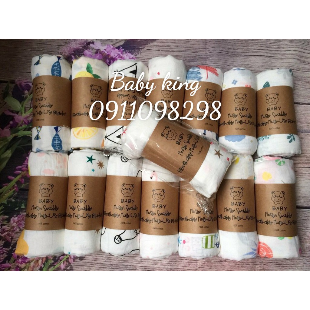 Khăn muslin cotton thấm hút tốt 1.1 ×1.2m ( hàng gia công )