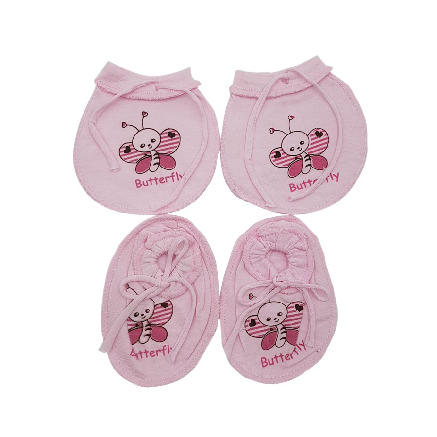 Set bao tay kèm bao chân buộc dây Thái Hà Thịnh, cotton mềm cho bé